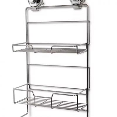High-quality Solid Stainless Steel Double Shelves Wall-mounted No-drill Kitchen Corner Shelf Shower Corner Storage Shelf