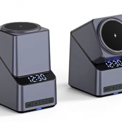 New 15W Fast Charger 180 Degree Touch Rotation Magnetic With Alarm Clock 3 in 1 Wireless Charger 